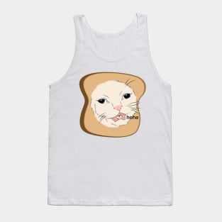 Hehe cat inside of toast dank meme cartoon illustration Tank Top